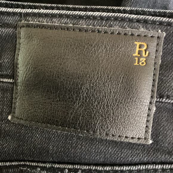 R13 Mid Rise Boy Skinny Jean Was 217 Stratford Clean Black 26 - Picture 8 of 12